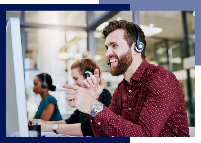 IT Support Edinburgh - Service desk person for IT company helping a customer on the phone