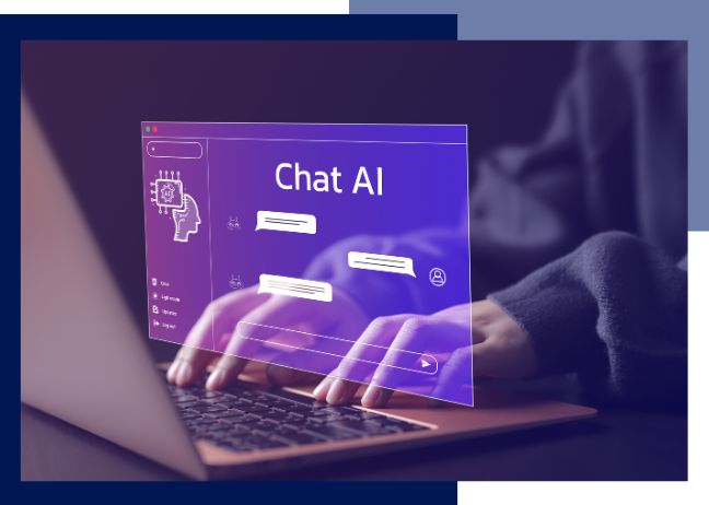 AI Implementation Challenges - person on computer using a Chat AI program.